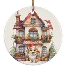 Welsh Corgi Dog Santa Hat &amp; Vintage Home Christmas Ornament Ceramic Gift Decor - £11.83 GBP