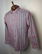 Tommy Bahama Cotton/Silk Pink Navy White Checkered Long Sleeve Shirt - Men's M - £33.63 GBP