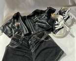 Build A Bear Harley Davidson Black Jacket Chain Jeans High Top Shoes lot... - $44.50