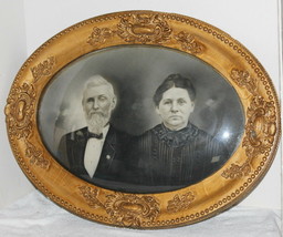 Antique Oval Victorian Gilt Picture Frame ~ Convex Glass ~ Ma &amp; Pa Kettle 19x25 - £191.24 GBP