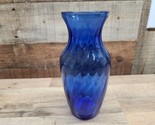 Vintage Deep Cobalt Blue Glass Vase With 7½ Inch Swirl Pattern - FREE SH... - £17.52 GBP