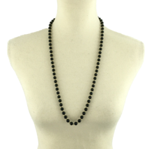 MONET vintage black acrylic bead necklace - gold-tone spacers sister cla... - £18.38 GBP