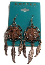 1 Pair Copper Flying Eagle Dream Catcher Earrings Surgical Steel Dangling Eagles - £5.29 GBP
