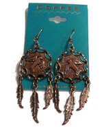1 PAIR COPPER FLYING EAGLE DREAM CATCHER EARRINGS surgical steel DANGLIN... - $9.02 CAD