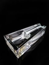 Dunhill Crystal Ashtray in original wood case. Has chip on bottom edge image 3