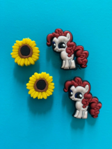 4 Sun Flower Horse Shoe Charm Button Plug Pin Accessories Compatible W/Croc - $9.89
