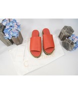Chloe Orange Leather Bead Chain Flat Mules Slides Sz 37 NIB - £293.81 GBP