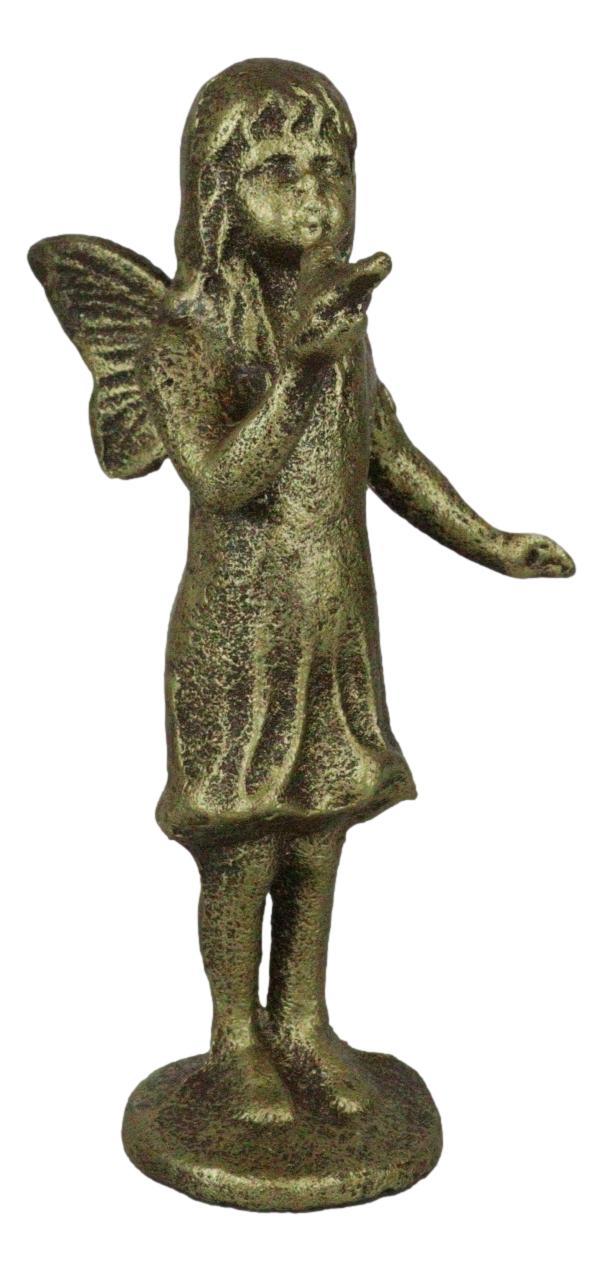 Cast Iron Rustic Enchanted Fantasy Girl Fairy Pixie Faerie With Bird Fig... - $21.99
