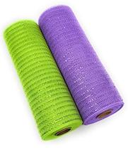 Floral Easter Pastel Deco Mesh, 10in x 10yd Metallic Ribbon Rolls (Lilac... - $22.49