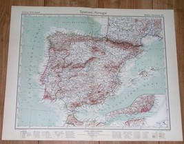 1932 Original Vintage Map Of Spain And Portugal Spanish Morocco Ceuta Melilla - £17.11 GBP