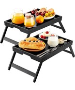 Pipishell Bamboo Bed Breakfast Tray With Foldable Legs, Handles,, 2 Pack... - £44.41 GBP