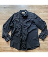 Vintage Scully Western Pearl Snap Embroidered Cowboy Shirt Black P-634 S... - £55.12 GBP