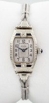 Bulova Women&#39;s Vintage 14k White Gold Hand-Winding Watch w/ Gray Cord Band - £1,062.64 GBP