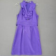 Gianni Bini Women Dress Size 4 Purple Midi Bold Violet Preppy Ruffles Sleeveless - £11.96 GBP