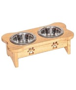 Small DOG BONE FEEDER Dogs Puppy Handmade Raised 2QT Paw Print Bowls Unf... - $1,503.21 MXN