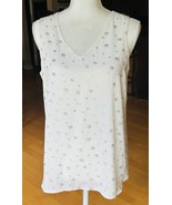 Apt 9 Womens Blouse Size M V Neck White Gold Sleeveless Semi Sheer - $16.28 CAD