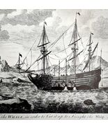 Flensing A Dead Whale Along Ship 1926 Nautical Antique Print Whale Hunti... - $34.88 CAD