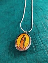 Our Lady Guadalupe Pendant Necklace 20&quot; Silver Plated Snake Necklace Rel... - $24.75