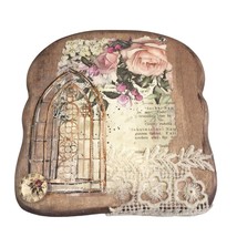 Mixed Media Wall Decor French Country Romantic Farmhouse Maple Wood 6x5 in - £15.52 GBP