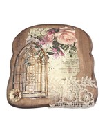 Mixed Media Wall Decor French Country Romantic Farmhouse Maple Wood 6x5 in - £15.56 GBP