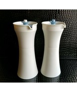 Tupperware Oil Vinegar Cruets White w Blue Push Button Tops 1246 Picnic ... - $40.96 CAD