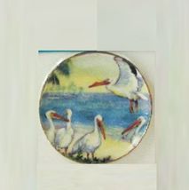 DOLLHOUSE Plate w Pelicans Lg Round CDD538 By Barb Wall Art Miniature - £4.12 GBP