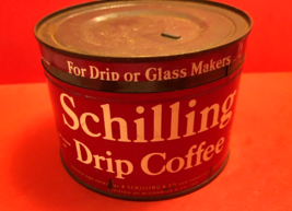 Vintage Schilling Drip Coffee One Pound Advertising Tin Can San Francisco Ca - £98.36 GBP