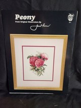 Vintage Janet Powers Peony Cross Stitch Pattern (1994) Green Apple Co # 621 - $4.79