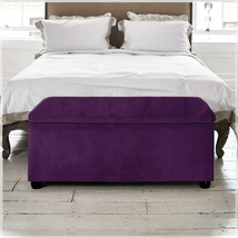 Velvet Upholstered Ottoman Storage Box Bedroom Footstool Blanket Toy Box  - £108.17 GBP