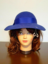 Vintage Garfinckle&#39;s 100% Wool Felt Blue Ladies Hat Made In England (NEW... - £47.27 GBP