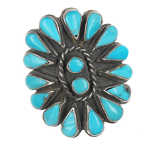 sz9.5 Vintage Native American sterling turquoise cluster ring - $192.31