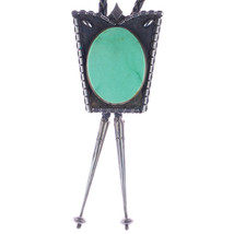 c1960 c-31 Navajo sterling and green turquoise bolo tie - £237.07 GBP