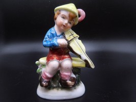 Vintage Boy With Violin fiddle ceramic figurine Made in Occupied Japan - £8.58 GBP