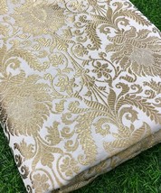 Indian Banarasi Brocade Fabric White &amp; Gold Fabric Wedding Dress Fabric - NF97 - £5.96 GBP+