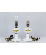 Vintage Pair of White Milk Glass Boudoir Bedside Table Lamp Electric Han... - £23.79 GBP