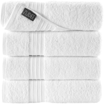 ZUDEE White Bath Towels Set of 4 Spa &amp; Hotel Towels | 100% Turkish Cotton Towel - £10.38 GBP