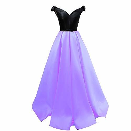 Off The Shoulder Black Top Long Formal Prom Evening Dress Party Lavender US 2