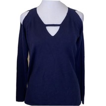 Devotion by Cyrus Sweater Womens Small Navy Blue Cold Shoulder Cutout New - $413.77 MXN