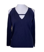 Devotion by Cyrus Sweater Womens Small Navy Blue Cold Shoulder Cutout New - $413.77 MXN