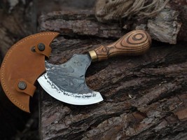 Forged Leather Round Knife. Skinning knife. Forged Half Moon knife. Handmade B5 - £29.05 GBP