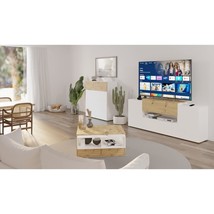 FMD TV/Hi-Fi Unit Cabinet 182x33x70.2 cm White and Artisan Oak - £159.34 GBP