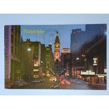 Postcard Vintage Philadelphia Twilight Scene Of Broad Street City Hall P... - £7.20 GBP