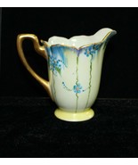 D&amp;B Germany Porcelain Lusterware Footed Creamer Blue Flowers Gold Trim 3... - $34.17 CAD