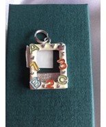 Sterling Silver 25x17mm White &amp; Red Enamel says ABC123 Frame Charm - $405.16 MXN