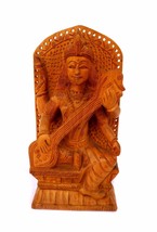 Wood Carving Stand Saraswati Statue godess Saraswati Wooden Carving Sara... - £31.23 GBP