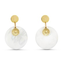 Vintage Chic Round Pearl Gold-Plated Sterling Silver Drop Statement Earrings - £14.72 GBP