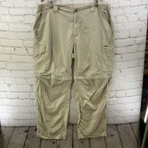 Columbia Nylon Pants Mens Sz 42 x 30 Khaki Beige Removable Pant Legs - $29.69