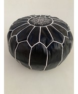 Black Moroccan Leather Pouf Cover - $142.00