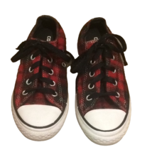 Converse Red Buffalo Plaid Low Top Sneakers Shoes Unisex Size Junior 13 - £13.46 GBP