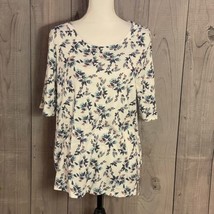 Croft &amp; Barrow Floral Top, Size XL, Short Sleeve, Round Neck, Multi-Colored - £15.95 GBP